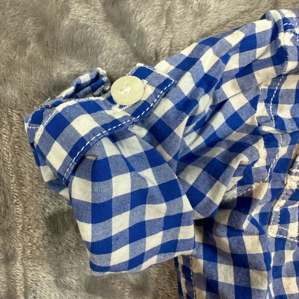 Baby Gap Shrt Blue White Gingham Check Button Down Collared Shirt Boy 3-6 Months - Picture 4 of 8